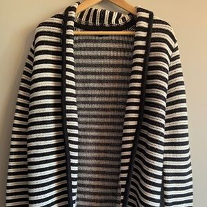 Black and White Striped Cardigan